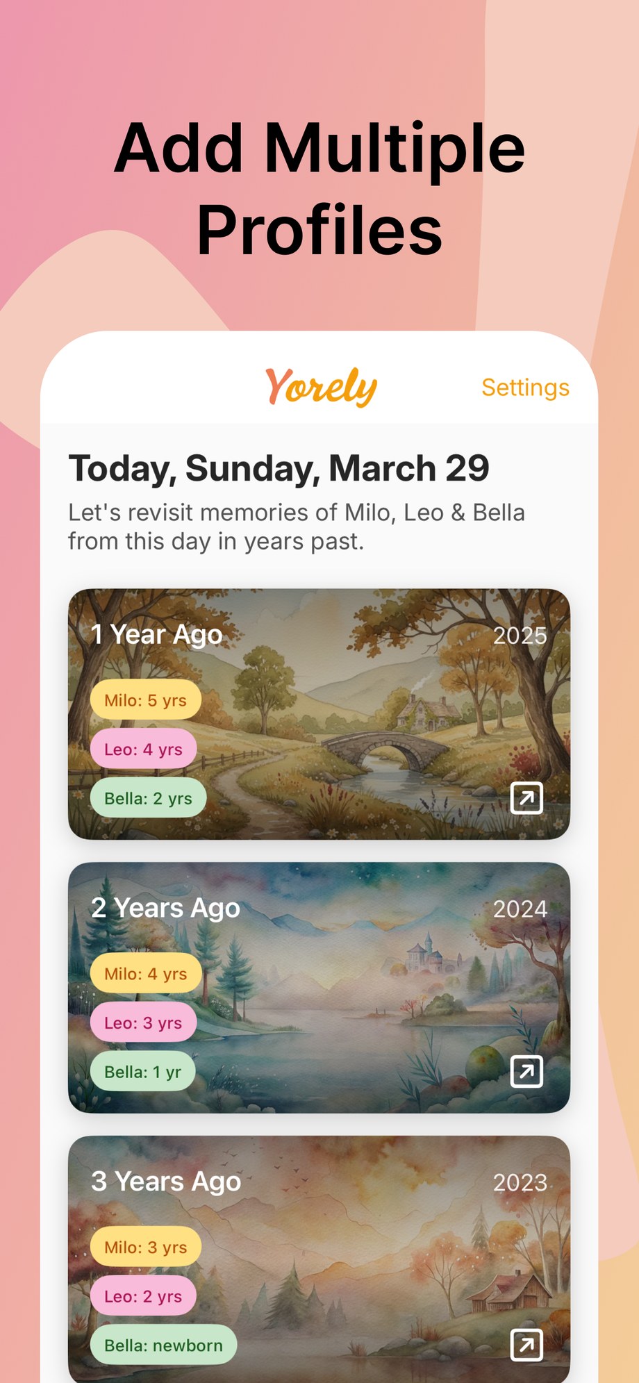Settings with multiple profiles for children and pets.