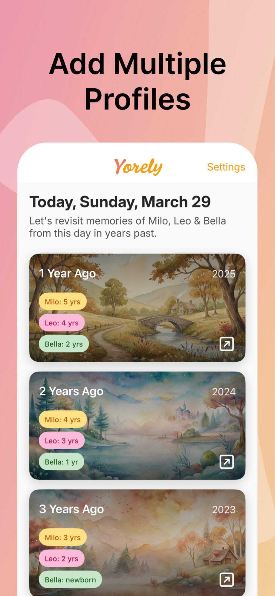 Settings with multiple profiles for children and pets.